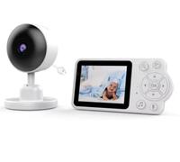 Baby Monitor, display LCD da 2,8", audio bidirezionale, telecamera per visione notturna, portata 50 m, Wi-Fi, bianco