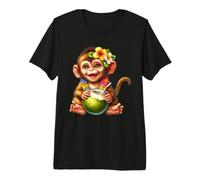 Baby Monkey Tropical Drink Fiori hawaiani Maglietta Premium