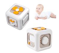 Baby Montessori, giocattolo educativo a forma di cubo, 6 lati con interruttori, ventilatore, specchio e bottoni, regalo per bambini 1 anno +