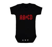 Baby Moo's AB/CD ROCK N ROLL Tutina per bambini o ragazze | Body in metallo ispirato alla band rock - regalo unico per neonati o genitori, Nero , 0-3 Months