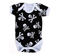 Baby Moo's Alternative Baby Grow per ragazzi o ragazze | Skull & Crossbones Baby Vest/Cool Pirate Body - Ideale Baby Shower, Alternativa, Goth o New Baby Gift UK (0-3 mesi)
