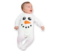 Baby Moo's - Snowman Tutina per Bebè, Pagliaccetto per Ragazzi o Ragazze, Design Pupazzo di Neve Primo Pigiama Bianco di Natale o Baby Shower (3-6 Mesi)