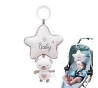 Baby Musical Toy, Hangable Bunny Musical Rattle with Yarn Knitting Art, Cute Plush Doll with Music Box for Bassinet, Cribs, Pram, Car Seat, Infant Entertainment and Nursery Decoration