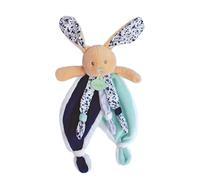 Baby Nat' - Doudou Coniglio piatto - Coniglio Pupi Marine - Stampa fiori blu - Forma originale facile da catturare con lacci e orecchie nascita, bambina e ragazzo - BN0543