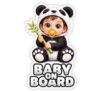 Baby on Board - Adesivo in vinile per auto, 15 x 9 cm, resistente alle intemperie e ai raggi UV, autoadesivo, laminato per una maggiore protezione, antigraffio e intenso, design personalizzato, panda