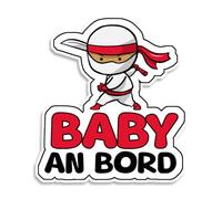 Baby on Board - Adesivo per auto - Baby Ninja 16 x 15 cm, resistente e impermeabile per bambini a bordo