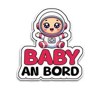 Baby on Board - Adesivo per auto, motivo: astronauta, 16 x 14,5 cm, resistente alle intemperie e ai raggi UV, per bambini e auto per viaggi sicuri con il bambino