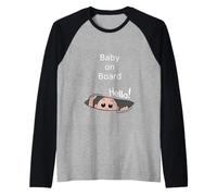 Baby on Board, Maglietta per Bambini Che sbircia la Gravidanza Maglia con Maniche Raglan