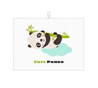 Baby Panda appeso a un ramo di bambù, illustrazione artistica carina, scolapiatti artistico per il bancone della cucina, tappetino scolapiatti in silicone reversibile, piccolo, 16 x 18 pollici
