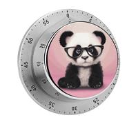 Baby Panda con occhiali Timer da cucina Timer visivo per cucinare Timer di carica da 60 minuti Timer in acciaio inossidabile Conto alla rovescia magnetico manuale Timer meccanico visivo Orologio da