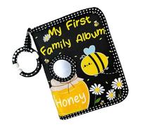 Baby Photo Albums, First 4x6 Soft Cloth Picture Scrapbook with Bee Print and Safe Mirror, Keepsake Memory Book, Ideal Surprise for Expecting Parents Wedding Nursery Decor