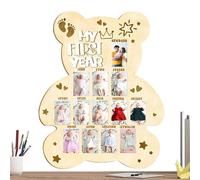 Baby Photo Board - Frame di foto di crescita del bambino | Fiatura di legno | Keepsake per il primo compleanno, il giorno 'adozione, le famiglie affidatarie, i ricordi di viaggio