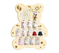 Baby Photo Board - Immagine di crescita del bambino in legno per il primo compleanno, il giorno 'adozione, le famiglie affidatarie, i ricordi di viaggio e la celebrazione speciale