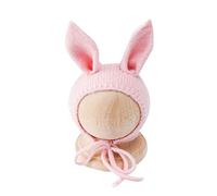 Baby Photo Props Orecchio Cappello per Neonato 0-1M Neonato All'uncinetto Orecchie Lunghe Collo Strap Cappello Neonato Accessori Foto Costume Neonato Ragazza Outfit per Fotografia