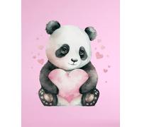 Baby Pink Notebook With Panda Holding Heart- 8.5x11 in, 200 Wide Ruled Pages, Kawaii Panda Theme Notebook For Kids, Matte Finish: Adorable Panda With ... Notebook For Girls, Gift For Panda Lovers