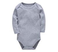 Baby Plain Cotton Short Sleeve Children's Clothes Boys And Girls Solid Color Clothes Baby pagliaccetto neonato, grigio., 0-3 Monate