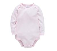 Baby Plain Cotton Short Sleeve Children's Clothes Boys And Girls Solid Color Clothes Baby pagliaccetto neonato, Colore: rosa., 3-6 Monate