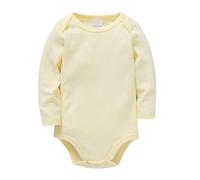 Baby Plain Cotton Short Sleeve Children's Clothes Boys And Girls Solid Color Clothes Baby pagliaccetto neonato, giallo., 3-6 Monate