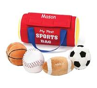 Baby Playset - Set da gioco con palla sportiva - Set di giocattoli in peluche morbido con sonaglio increspato con nome personalizzato