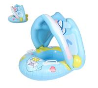 Baby Pool Float, Swim Trainer Ring, Inflatable Pool, Adjustable Sunshade Canopy, UV Blocking Top, Great for Beach, Backyard Splash Play, Outdoor Water Party, Summer Swimming