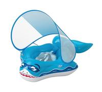 Baby Pool Float with Canopy and UV Shade, Foldable Infant Swim Ring with Comfortable Seat and Toys for Outdoor Water Play, Beach Swimming or Backyard Fun for Children and Young Kids