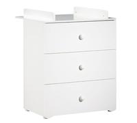 Baby Price New Basic - Cassettiera fasciatoio con 3 cassetti e pulsante a sfera, colore: Bianco