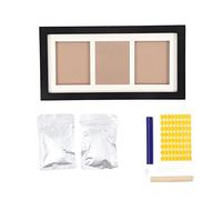 Baby Print Frame Kit Composite Wood Rustic Style 3 Grid Baby Handprint Footprint Kit DIY Making (Cornice per foto nera)
