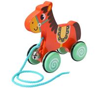 Baby pull giocattolo, giocattolo pull in legno con campana e ruota non slittata, anatra interattiva per bambini di 1-3 anni, sviluppa abilità di mobilità, bilanciamento e coordinazione occhio-mano, m