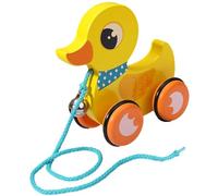 Baby pull giocattolo, giocattolo pull in legno con campana e ruota non slittata, anatra interattiva per bambini di 1-3 anni, sviluppa abilità di mobilità, bilanciamento e coordinamento degli occhi pe