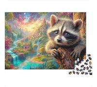 Baby Raccoon Peeks from Tree in Fairy Valley Puzzle Da 1000 Pezzi Cute Raccoon Ideale Per I Regali Di Compleanno E Di Vacanza 38x26cm/1000pcs