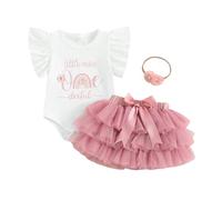 Baby Ragazze Vestito Di Compleanno Principessa Tulle Tutu Gonna Set Manica Corta Lettera Ricamo T-Shirt+Tutu A-Line Gonna Multicolore Ragazze Compleanno Fotografico Outfit (Rosa-I, 12-18 Mesi)