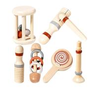 Baby Rattle And Musical Set, Wooden Sensory Rattle Ring, Crochet Rattle Set, Educational Learning Music Toy, Baby Boy Girl Nursing Toy, Wooden Baby Rattle Set, Sensory Teething Rattle Toy,