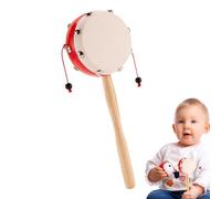 Baby Rattle Drum Toy - Strumento a percussione in legno massiccio, giocattolo musicale per bambini | Drum a mano leggero con presa rimovibile, giocattolo di sviluppo divertente per le abilità sensoria