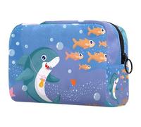 Baby Shark che indossa un ciuccio, borsa per cosmetici da donna, borsa da viaggio per articoli da toeletta grande, pratica borsa organizer con cerniera, Multi, 18.5x7.5x13cm/7.3x3x5.1in, Beauty case