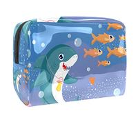 Baby Shark indossa un ciuccio cosmetico da donna, borsa da viaggio per articoli da toeletta grandi in PVC, pratica custodia organizer con cerniera, Multi, 18.5x7.5x13cm/7.3x3x5.1in, Beauty case