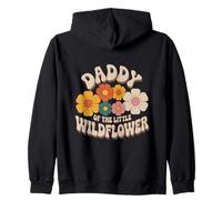 Baby Shower Daddy of The Little Wildflower Groovy Father Felpa con Cappuccio