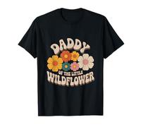 Baby Shower Daddy of The Little Wildflower Groovy Father Maglietta