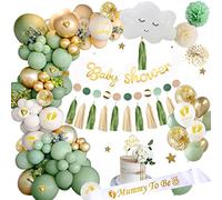 Baby Shower Decoration Ragazzo Ragazza, Decorazione Battesimo Verde Salvia con Mummy to be Sciarpa, Oh Baby Banner Torta Topper Palloncino Baby Shower per Gender Reveal Party Decoration