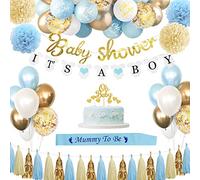 Baby Shower Garcon, Blue Ball Shower,Baby Shower Decoration, Deco Batteme Garcon per Gender Reveal Party Decoration con Mummy to be Sciarpa