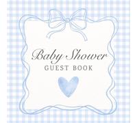 Baby Shower Guest Book: Blue Bow Gingham Coquette-Themed Celebration Memory Keepsake for Guests to Sign-In, Record Predictions, Newborn Wishes, & ... & Photos/Memories Pages to Welcome New Infant