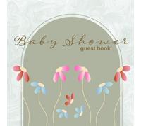 Baby Shower Guest Book Sage Green: Elegant keepsake sign in guestbook with a wildflower theme, in green and gold tones. BONUS gift tracker included