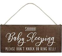 Baby Sleeping Wood Sign for Front Door Decorations Hanging - Please Do Not Knock or Ring Bell Plaque for Home Decor 10inch x 5inch