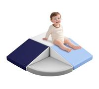 Baby Soft Play Set: 4 Pezzi Blocchi Soft Play in Pelle PU per Bambini - Attrezzatura Soft Play per Bambini Piccoli - Parco Giochi da Interno Giocattoli per Arrampicarsi e Gattonare (Blu)