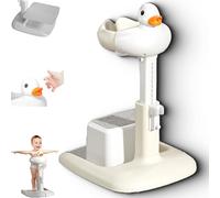Baby Standing Bath Maker, Baby Shower Stand, Adjustable Height, Portable with Anti-Slip Base, Free Mother Hands (Khaki,With Bench)