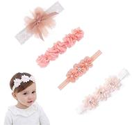 Baby Stirnbänder,4 Stück Baby Kinder Haarband Mädchen Stirnband Kopfband Blumen Blüte Haarschmuck Headband Hairband Babygeschenke Taufe Geschenksets