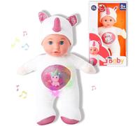 Baby Sunki Bambola 30cm Unicorno Bianco Ninnananna Suoni in Scatola Bambini +0
