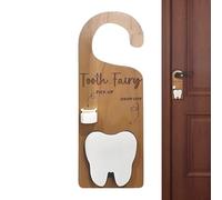 Baby Teeth Holder Hanger, Collection Keepsake Decoration Holder, Wooden Tooth Fairy With Money Slot, Hanger For Kids Boys Room Door Children