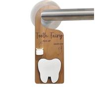 Baby Teeth Holder Hanger - Wooden Tooth Fairy for Decor, Personalized Room Display with Money Slot, Tooth Storage, Collection Keepsake Decoration for Kids, Boys, Door, Children,Nursery Use 9.84x3.62 I