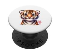 Baby Tiger Cartoon Design per bambini e amanti degli animali PopSockets PopGrip Adesivo