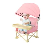 Baby Travel Chair, Folding Portable Toddler Dining Seat, Lightweight High Chair for Home, Outdoor Lawn, Camping, Beach, and Picnic Use, 12.2x12.2x14.57 Inches, Gray, Yellow, Pink